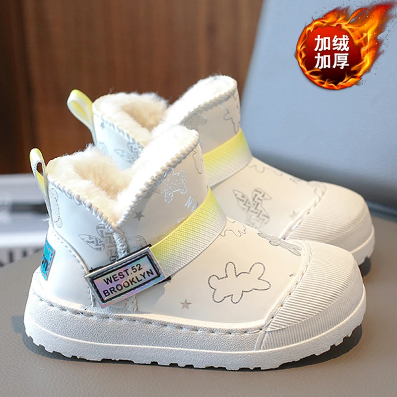 乔丹断码儿童雪地靴2023冬季新款女童加绒加厚保暖棉靴中大童防滑