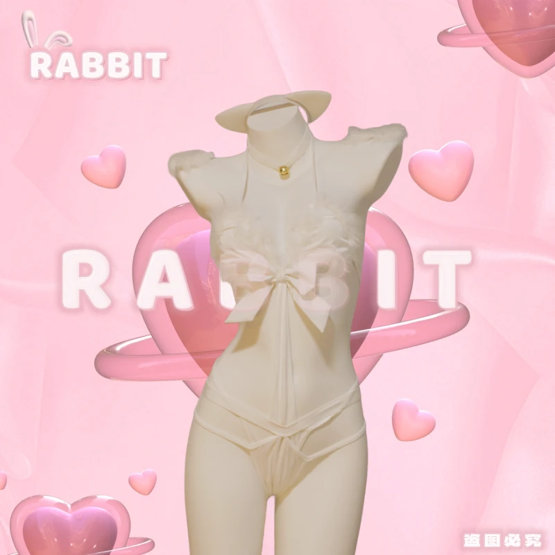 Rabbit【奶猫战士】束身连体蕾丝吊带动漫紧身半身裙性感吊带女士