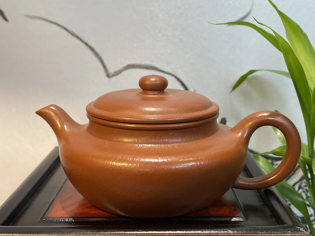 扁鼓紫砂壶-橘皮朱泥-自家老师-240CC纯手工