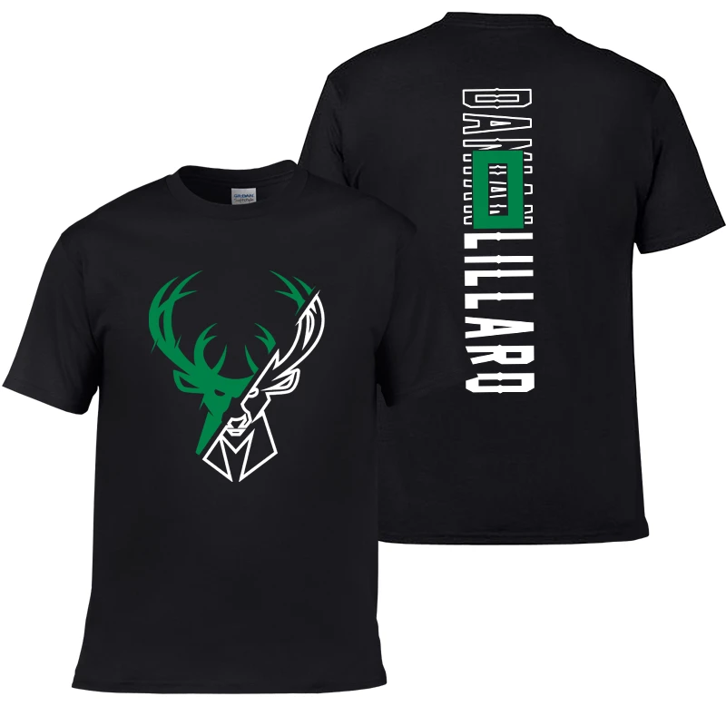 篮球短袖T恤雄鹿利拉德0号球衣短袖字母哥34号阿德托昆博圆领t恤