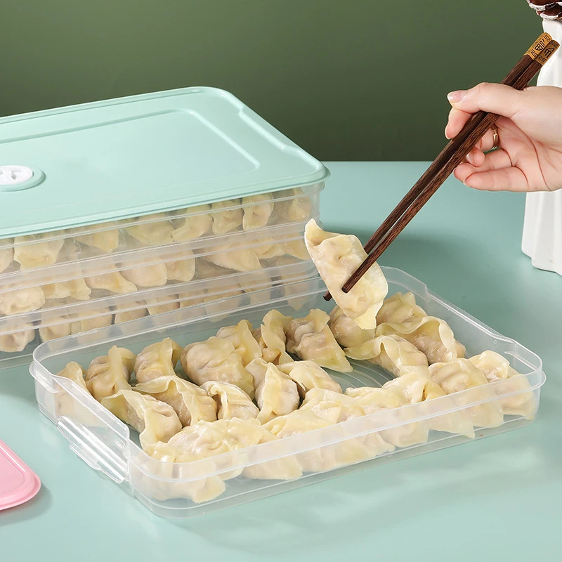 【三层一盖】饺子盘家用冰箱速冻水饺盒收纳盒大容量保鲜饺子盒8659