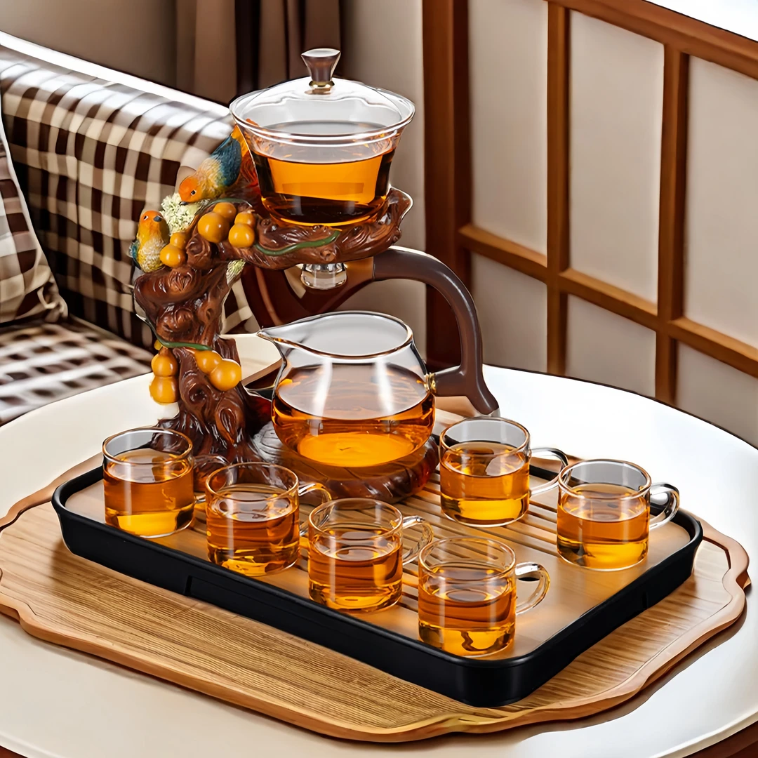 玻璃自动茶具套装家用客厅懒人泡茶神器办公室高档磁吸泡茶壶茶杯