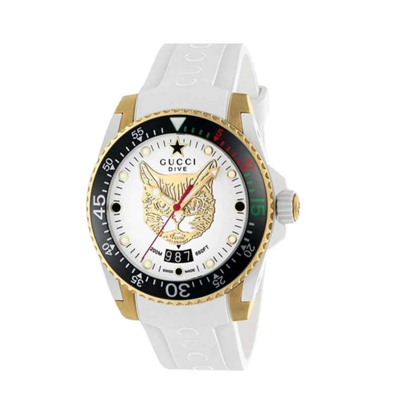 【九月专属】GUCCI古驰Dive系列白猫情侣款40MM石英腕表YA136322