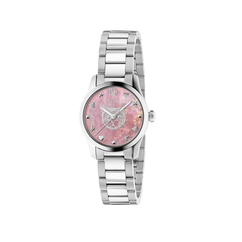 【九月专属】GUCCI古驰Timeless系列粉色猫头27MM石英YA1265013