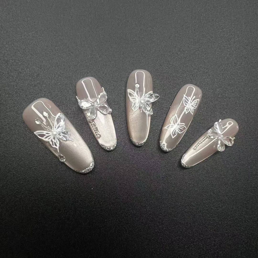 【秋叶银蝶】纯手工穿戴甲