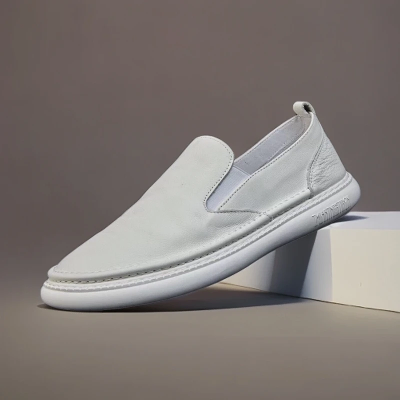 男士真皮白色百搭潮流乐福鞋软底男鞋透气休闲鞋时尚皮鞋舒适夏季