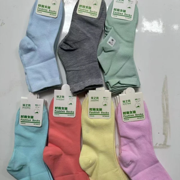 10双女士中筒袜糖果色纯色简约百搭袜子
