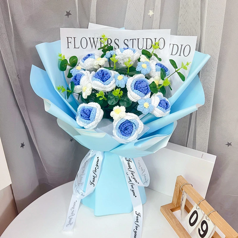 情人节大束手工编织玫瑰花束生日礼物女送女朋友女生闺蜜毕业创意