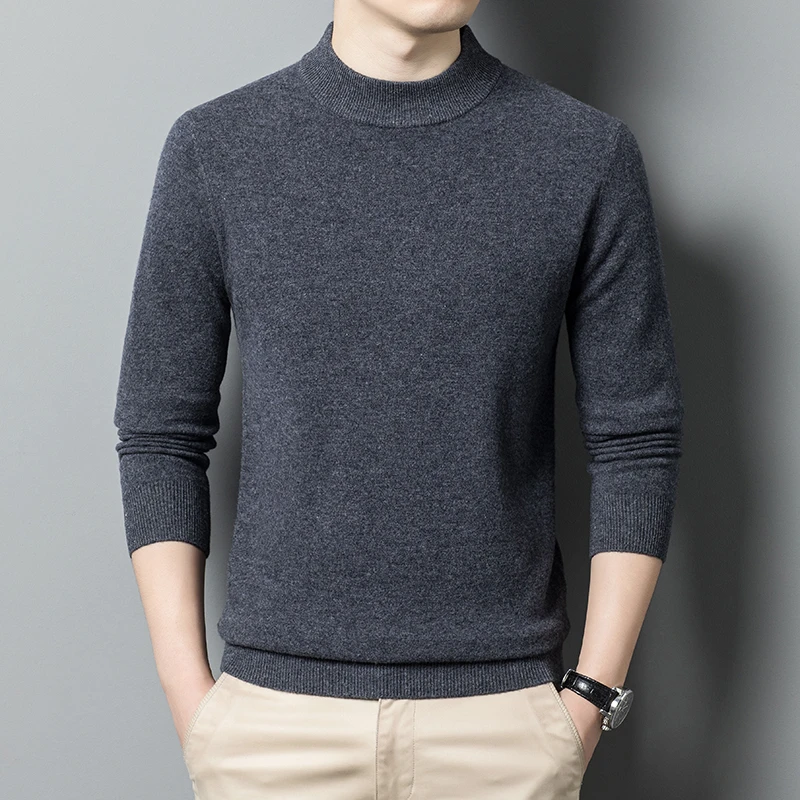 【羊毛衫半高领】男冬季加厚保暖可贴身穿纯色羊毛针织打底衫不起球