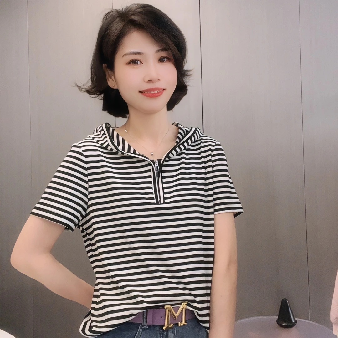 卫衣夏季薄款上衣时尚显瘦休闲减龄百搭连帽拉链纯色