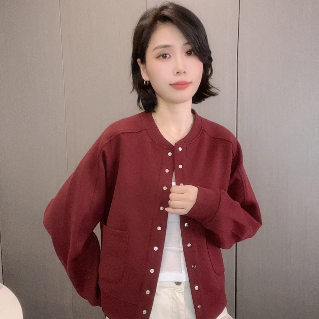 时尚百搭素色外套休闲长袖棒球服显瘦上衣