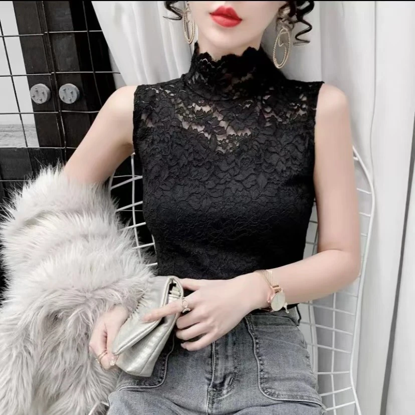网红女神气质蕾丝假领子背心洋气百搭女士修身显瘦秋冬内搭上衣