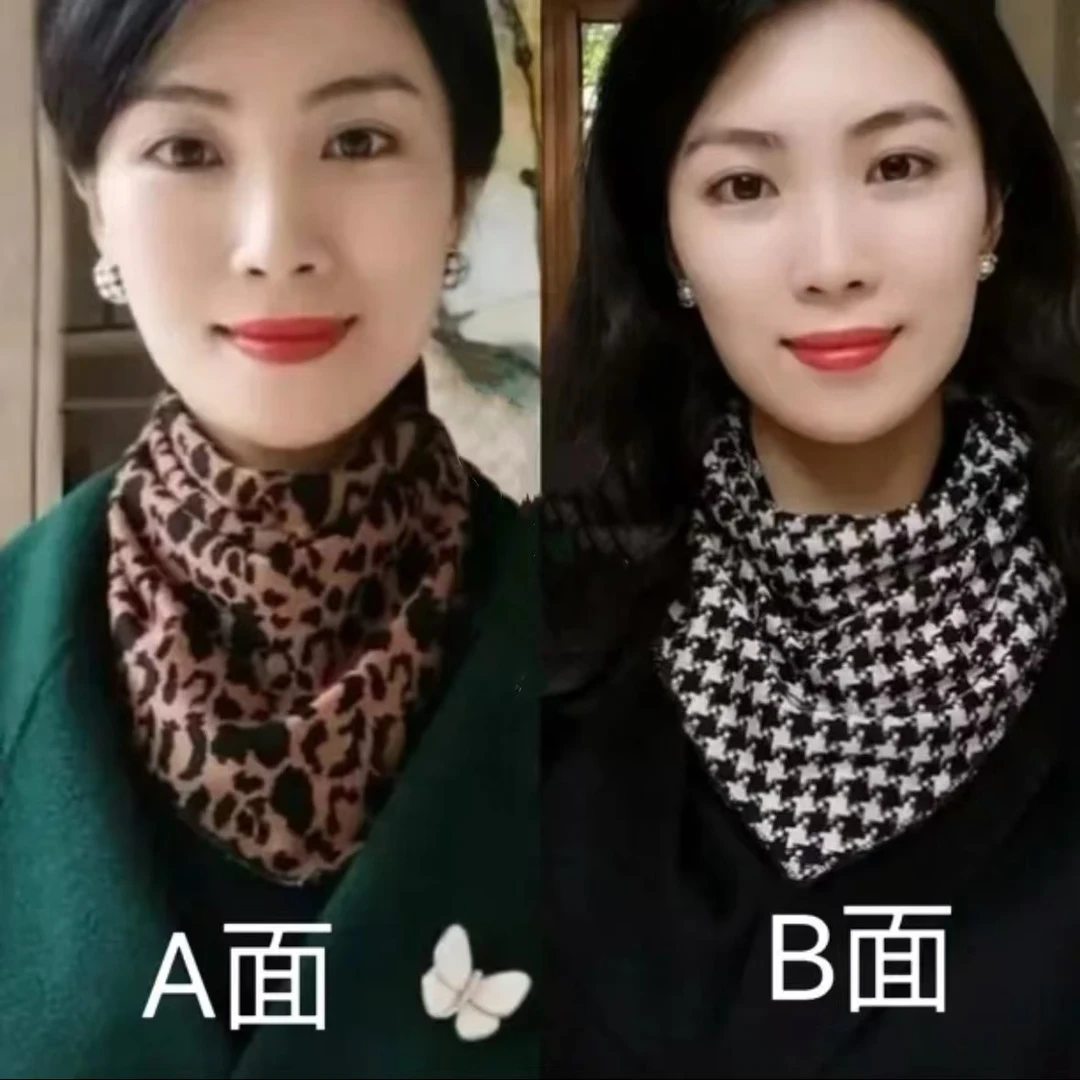【双面双花三角巾】秋冬新款三角巾保暖装饰围脖时尚围巾洋气领巾