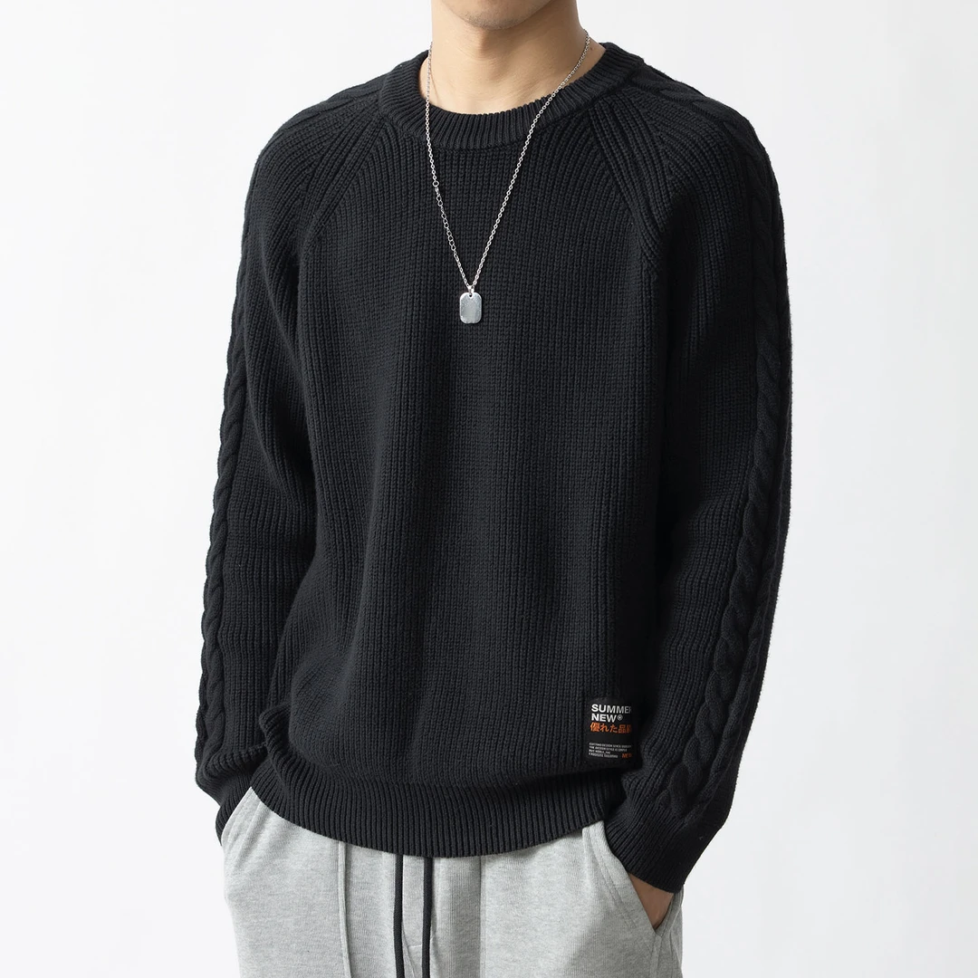 新款2024毛衣秋冬季大码宽松针织重磅提花毛线衣复古日系打底衫男