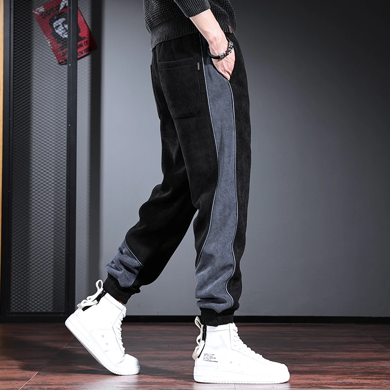 美式新款大码男潮牌束脚哈伦裤2023年秋季新款重磅痞帅雪尼尔男裤