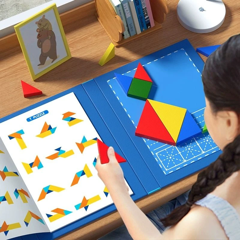 磁性七巧板智力拼图一年级小学生数学教具儿童磁力益智玩具幼儿园