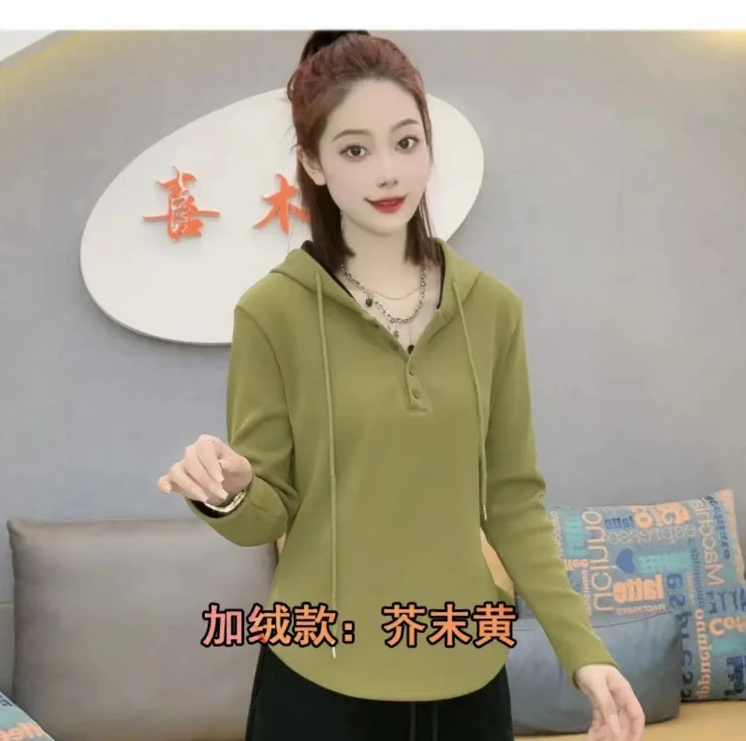 秋季新款连帽净版卫衣百搭时尚遮肉显瘦连帽卫衣休闲