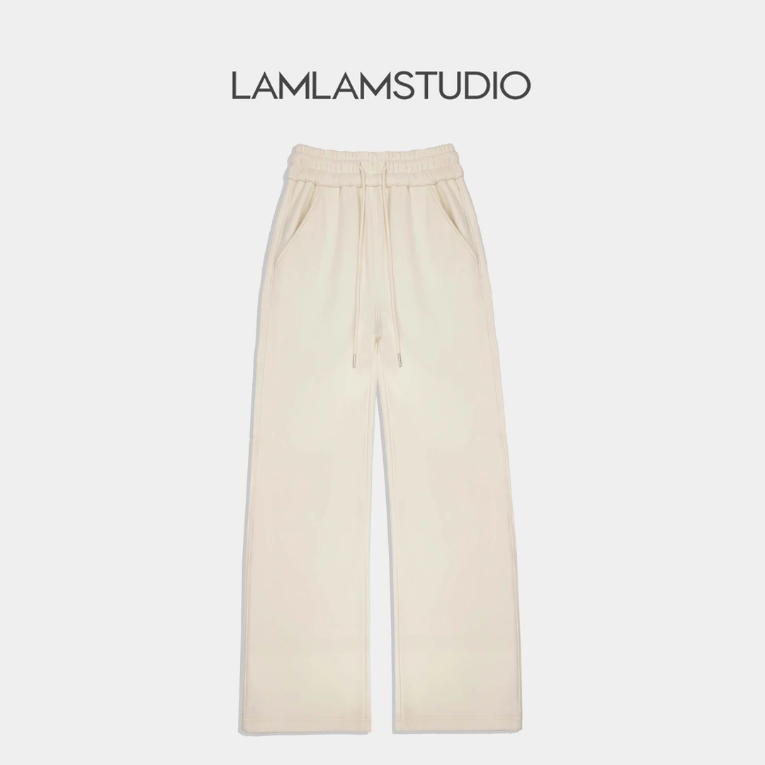 LAMLAM 张一琳“一条入冬”加绒款卫裤垂感直筒裤阔腿裤高腰宽松