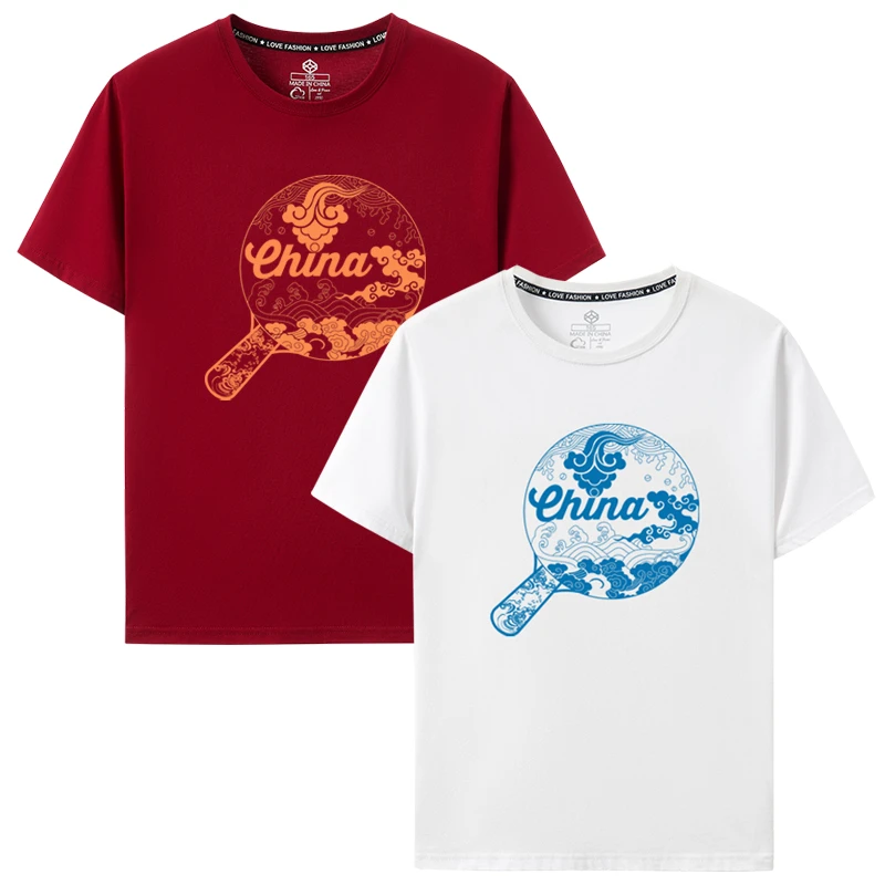 中国乒乓球队文化衫短袖T恤中国风国潮巴黎2024周边卡通衣服男女