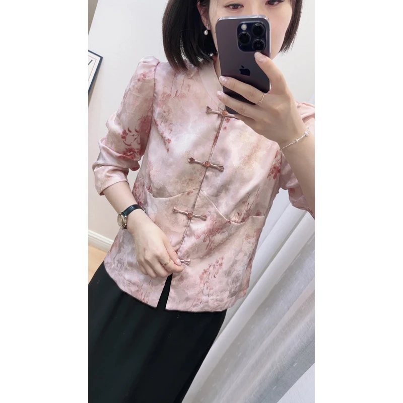 经典国风七分袖小衫24095