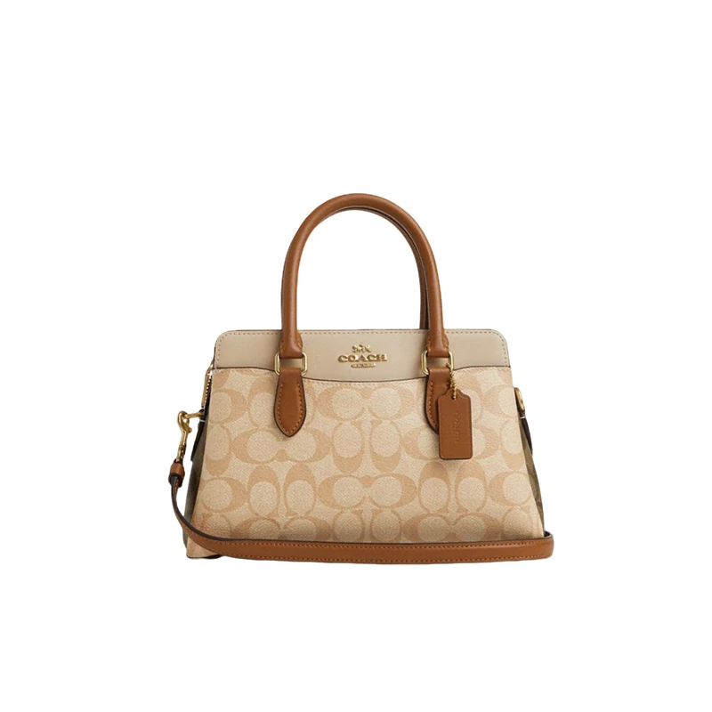 【跨境安心退】COACH/蔻驰 拼色经典印花女士手提斜挎包 香港直邮