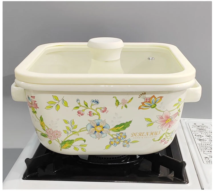 【新疆包邮】搪瓷珐琅加厚方锅煮面煲汤火锅电磁炉燃气通用奶锅