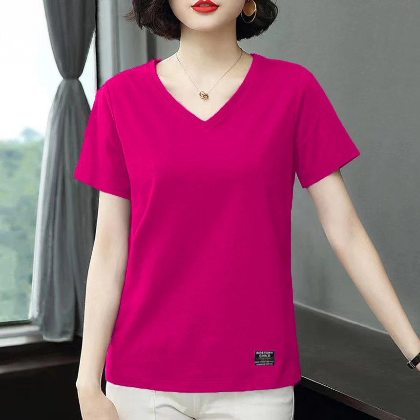 纯棉短袖t恤女夏季百搭宽松大码显瘦女士休闲时尚洋气半袖上衣潮