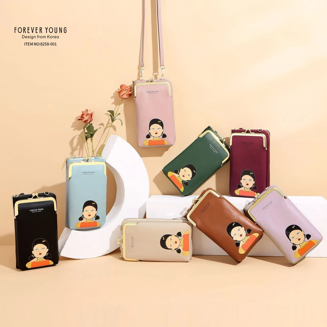 【甜甜家】女士手机包印花斜跨包大容量中长款单肩包