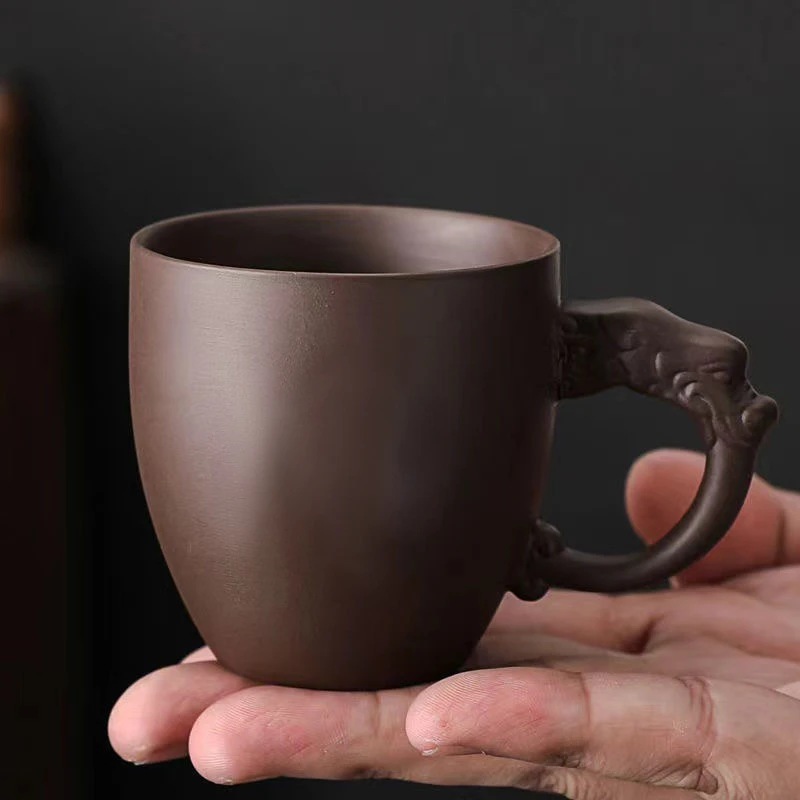 【清仓】紫砂防烫手带把主人杯品茗杯女士专用个人杯中式创意喝茶杯