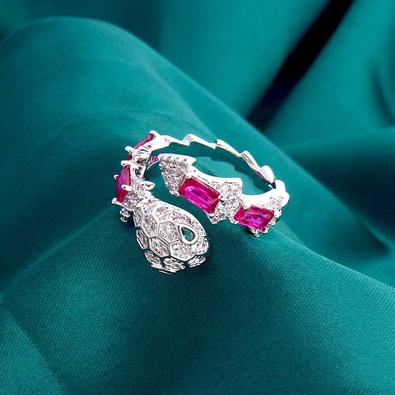 铜合金合成锆石戒指 欧美轻奢个性灵蛇百搭时尚戒指LX479-2151