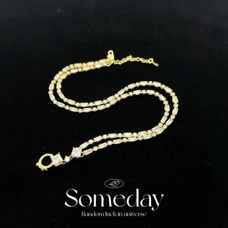 铜合金合成锆石项链 轻奢气质优雅通扣百搭链项链-2525