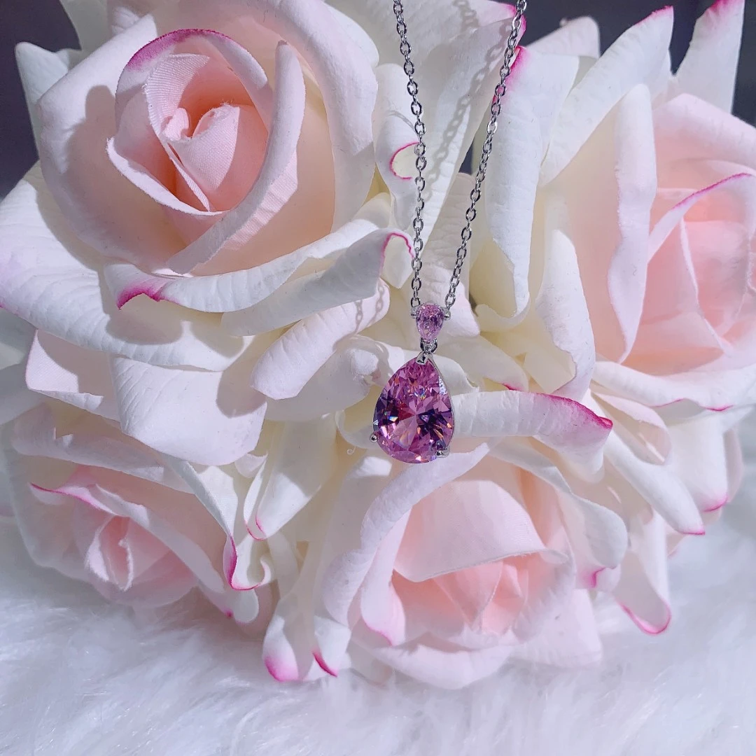 铜合金项链 新款粉色水滴设计款项链-ZZ045