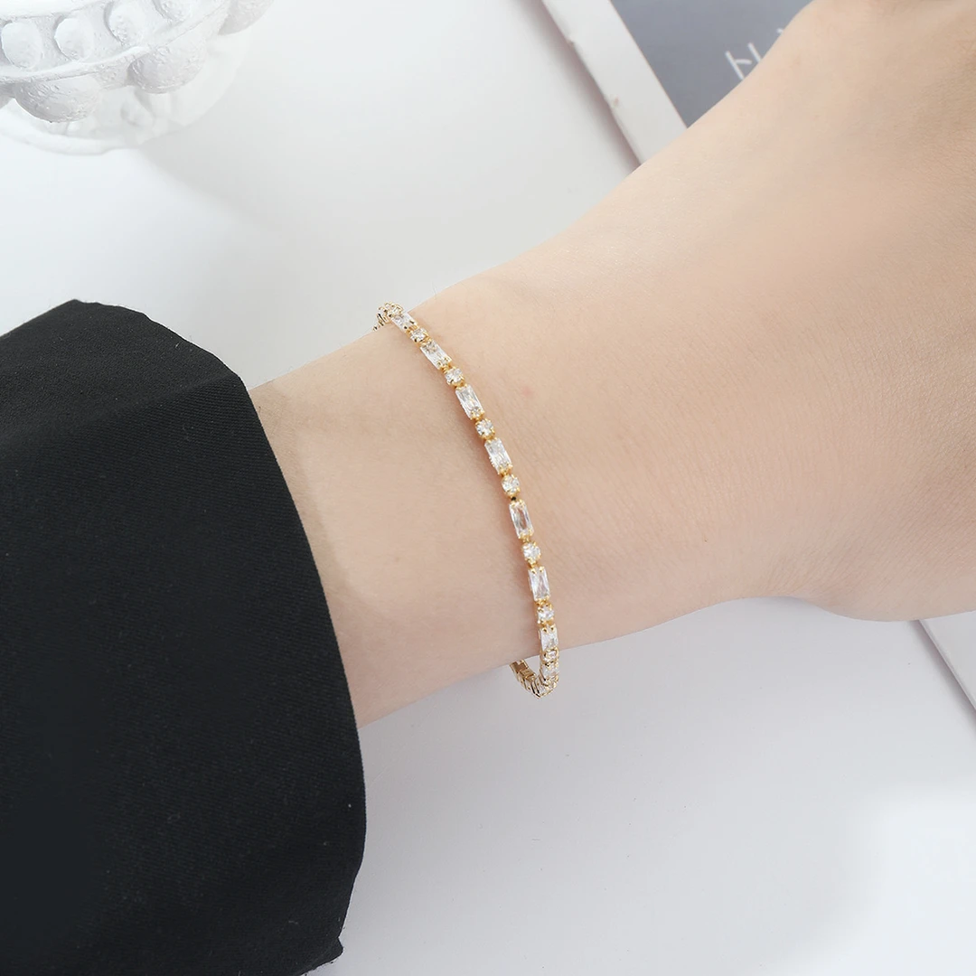 铜合金合成锆石手链 轻奢气质百搭小众法式手链-2581