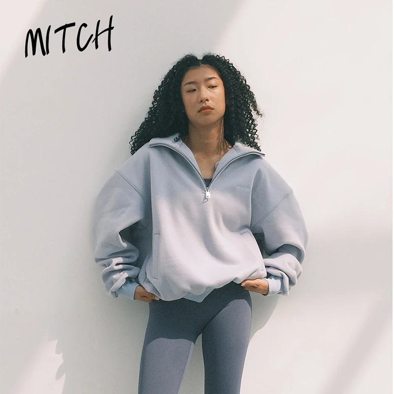 AAAD|Mitch城市运动系列 天蓝加绒宽松休闲oversise卫衣卫裤套装