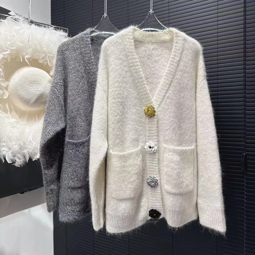 【BG原创轻奢】秋冬新款时尚重工亮片设计高端定制毛衣