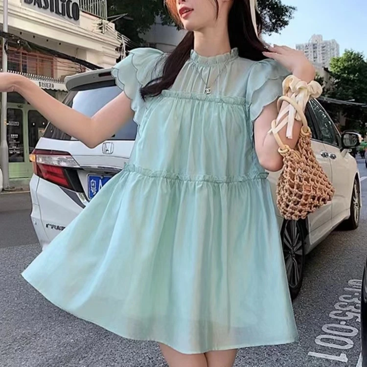 【4月现】法式甜美初恋荷叶边娃娃波浪边上衣+短裤两件套套装