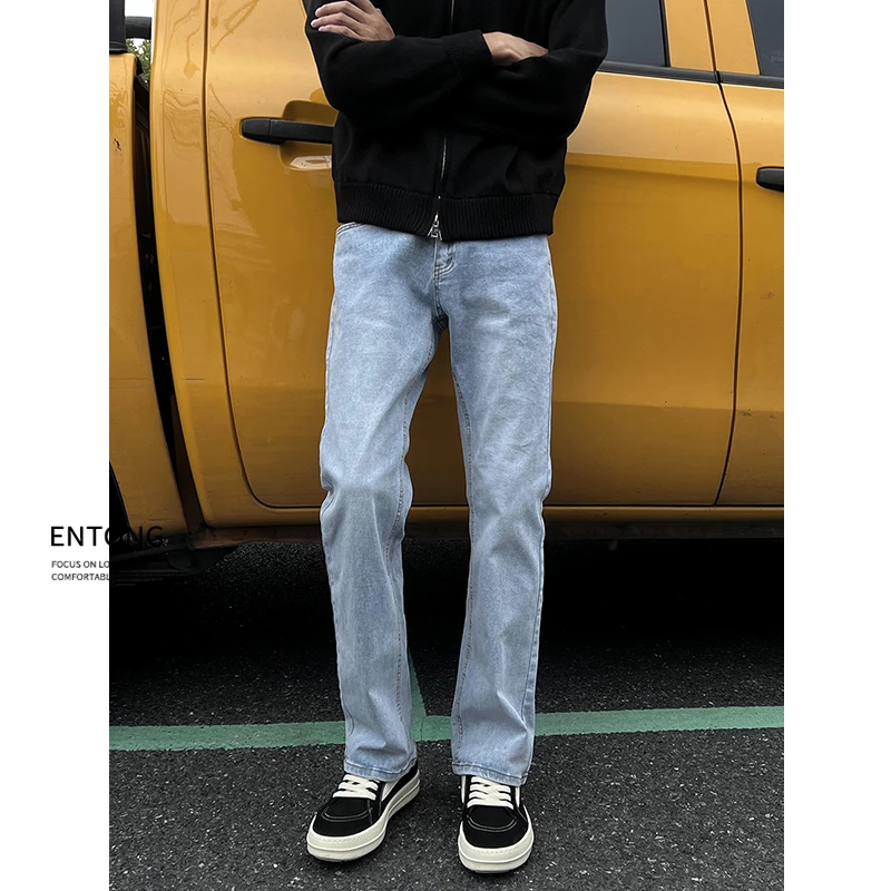 Entong美式高街vibe牛仔裤男生宽松直筒休闲裤弹力显瘦微喇裤子潮