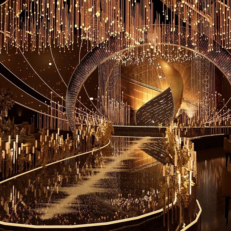 婚礼水晶烛台路引火柴亚克力电镀金铁艺奥斯卡厅舞台摆件布置道具