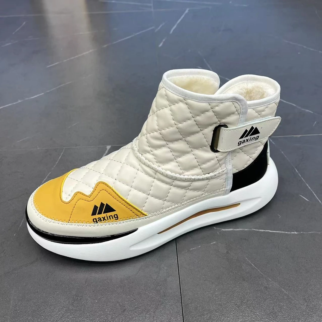 男士棉鞋冬季新款中高帮魔术贴保暖加绒时尚潮流百搭轻便雪地靴