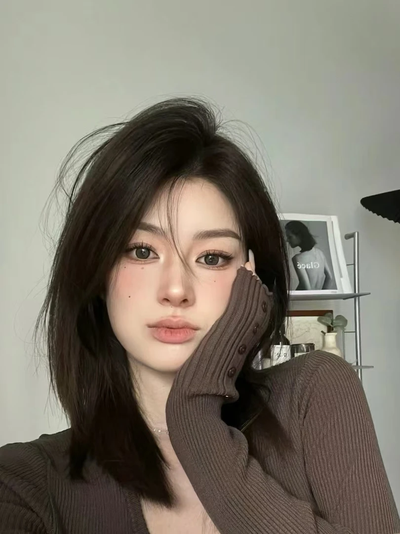 敏敏家 锁骨发减龄时尚清纯蕾丝轻薄手工全头套假发