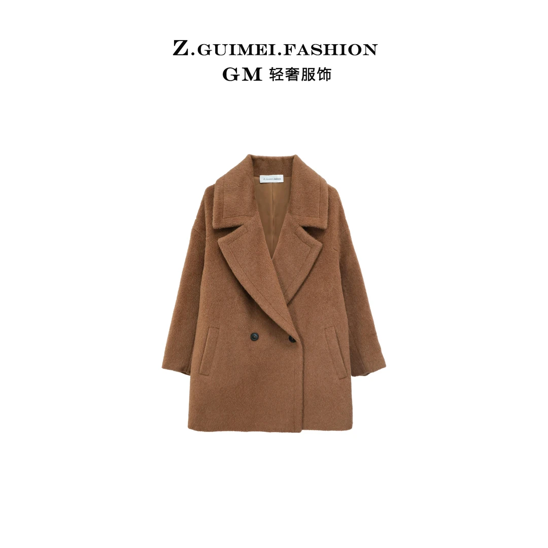 【肆姐高定】设计师款简约双排扣翻领短款大衣X1914