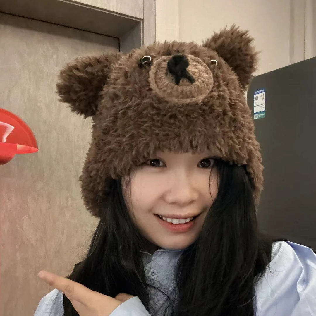 【森林推荐】冬季韩版甜美卡通可爱小熊耳朵针织毛线帽保暖时尚百搭