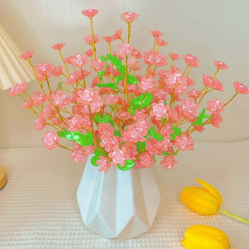 【富贵玫瑰花材料包】手工diy串珠满天星摆件材料包仿真花假花