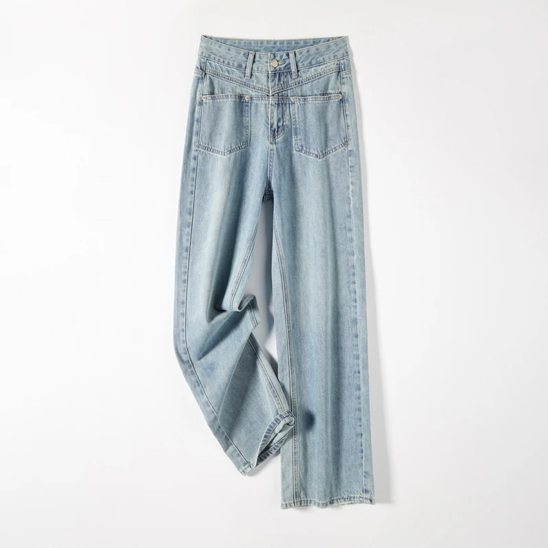 【华哥定制专属】夏季薄款时尚窄版水洗高腰百搭垂感直筒裤100065