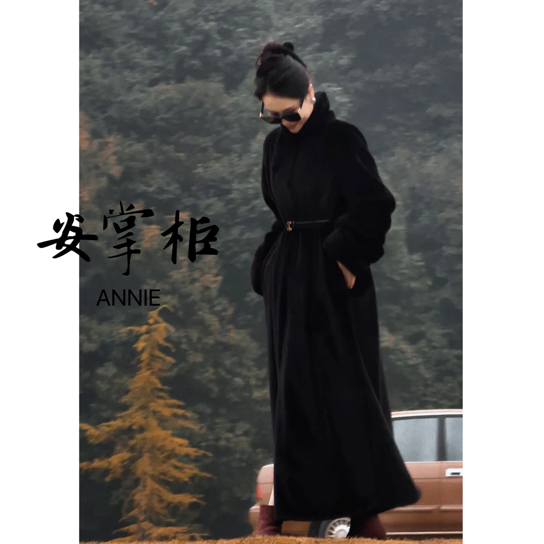 安掌柜【梦倚阑珊】冬季新款简约慵懒风宽松加厚保暖外套4DWBS7511