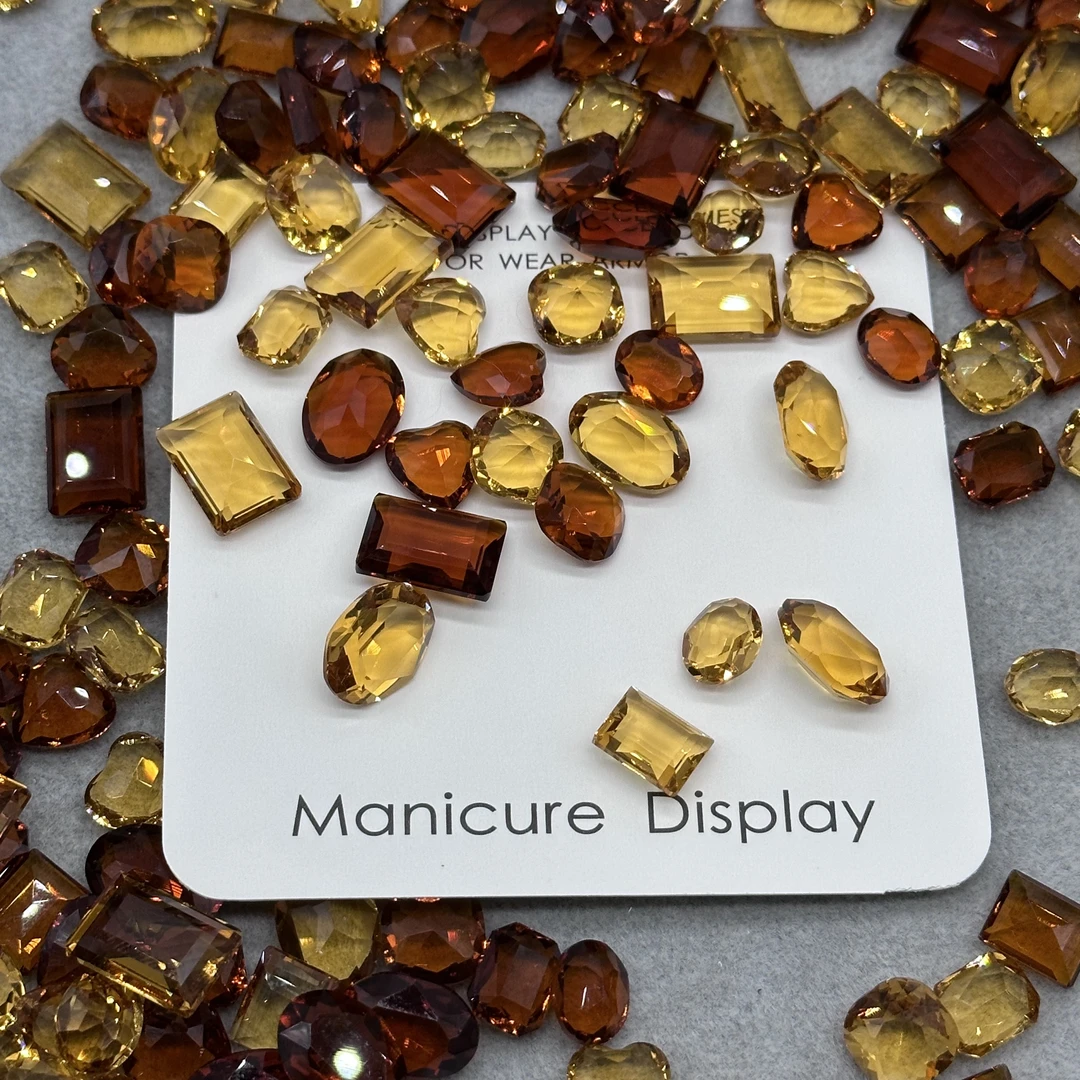 【透底美拉德】秋日美拉德透色混款轻奢秋冬款咖色琥珀色美甲钻