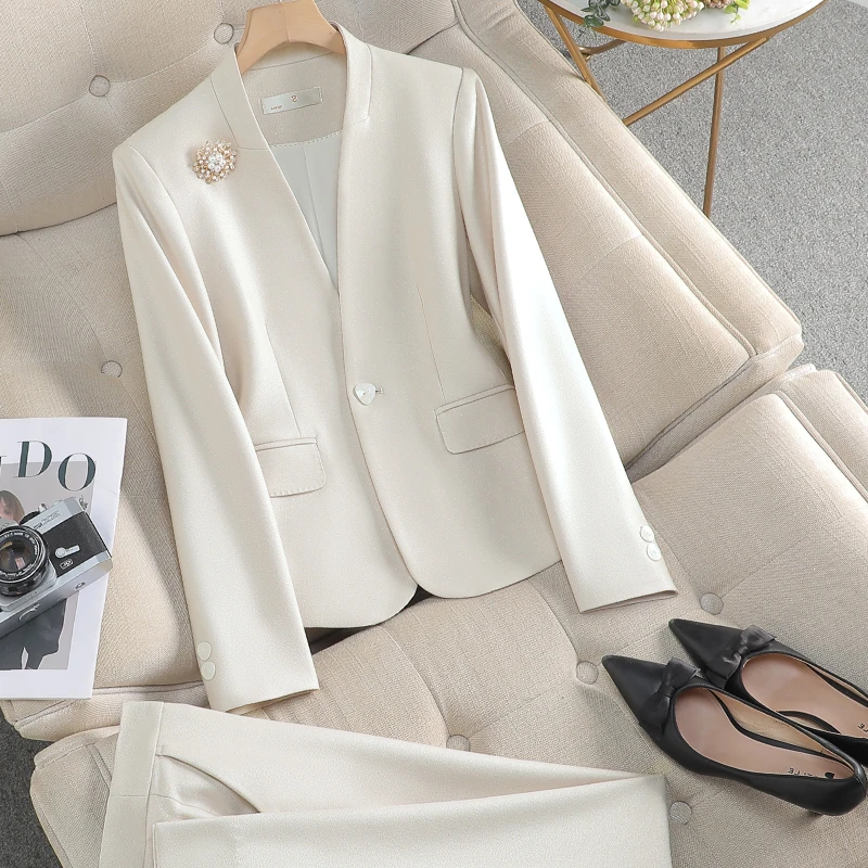 春季新款洋气一粒扣时尚套裙OL通勤气质女西服套裤西装套装女夏