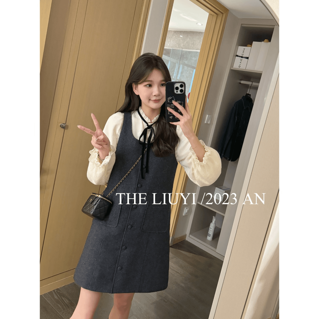 【LIUYI】德鲁纳~冬季高定夹棉羊毛背心裙310312