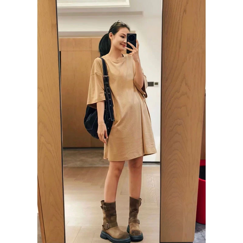 A美洋MEIYANG 大舒服T恤 【暖系流光】圆领廓形长/短袖上衣连衣裙