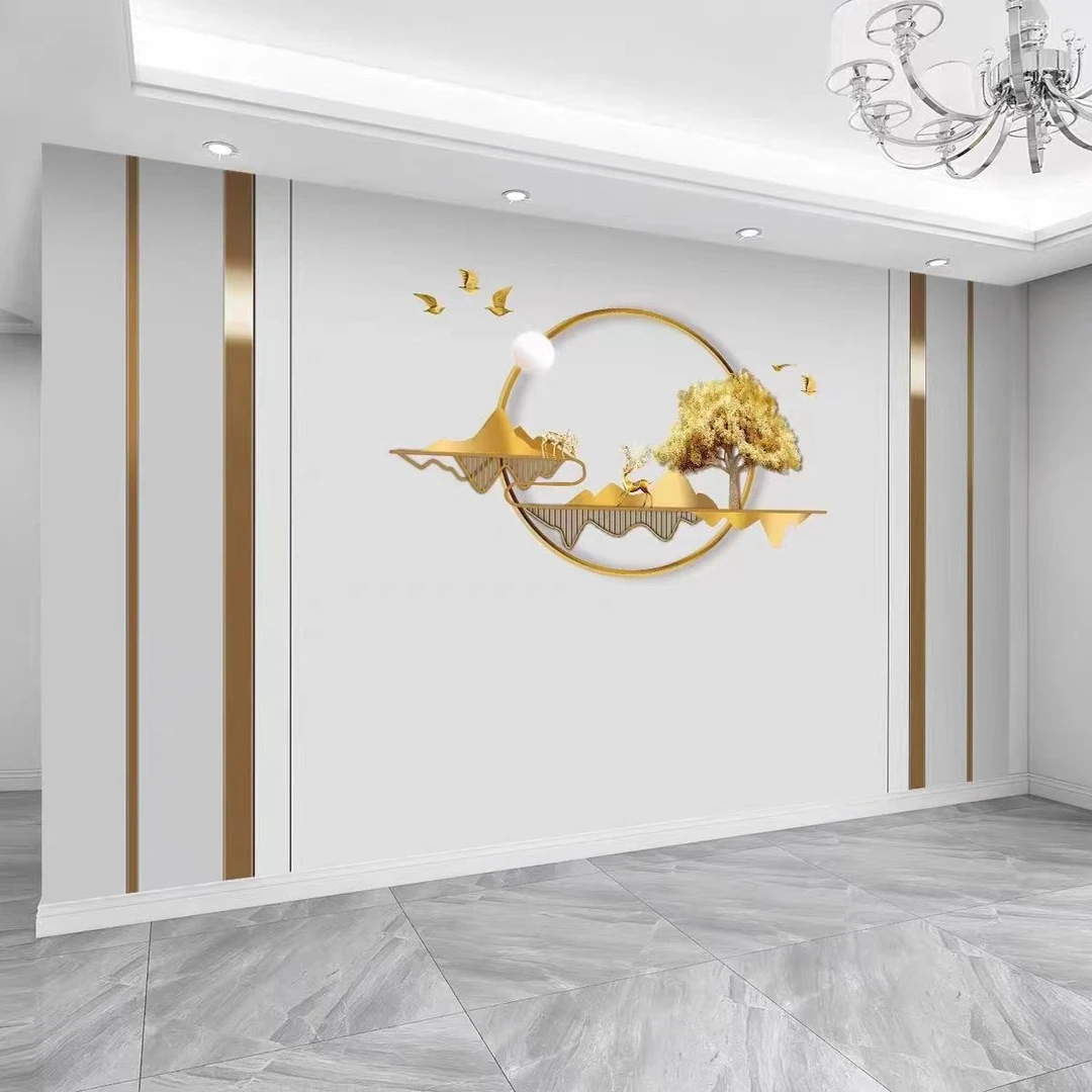 电视背景墙壁纸图案轻奢壁布2024新款中式简约立体影视墙壁画墙布